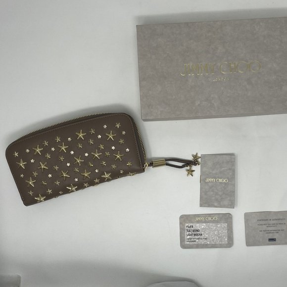Jimmy Choo Ladies Filipa Star Studded Wallet (Light/Mocha) - Picture 2 of 11